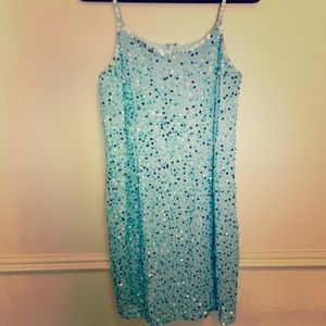 1980s baby blue sequined beaded cocktail dress - Apart Impressions